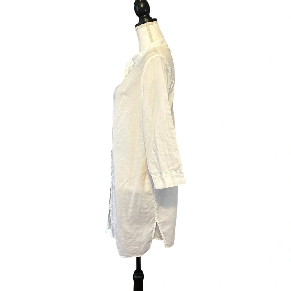 Lands End Lightweight Semi-Sheer Pin Tuck Long Sleeve Shirt Dress Coverup‎ SZ L